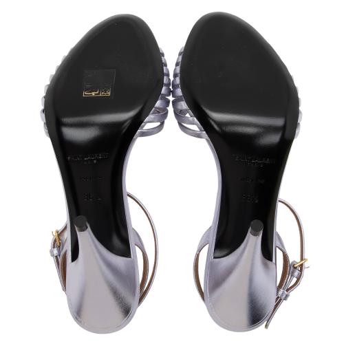 Saint Laurent Metallic Leather Tina Sandals - Size 6.5 / 36.5