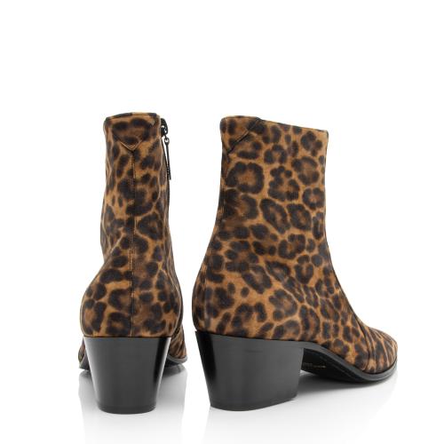 Saint Laurent Suede Leopard Print Vassili Boots - Size 6 / 36