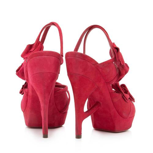 Saint Laurent Suede Rose Petal Platform Sandals - Size 7 / 37
