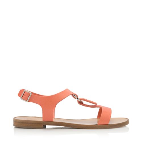Salvatore Ferragamo Leather Pana T-Strap Sandals - Size 7.5 / 37.5