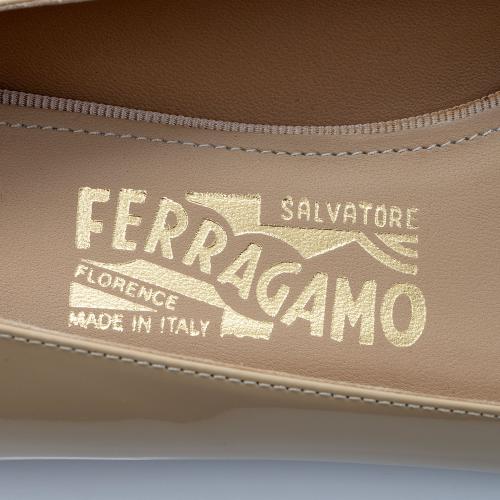 Salvatore Ferragamo Patent Leather Vara Ballet Flats - Size 8 / 38