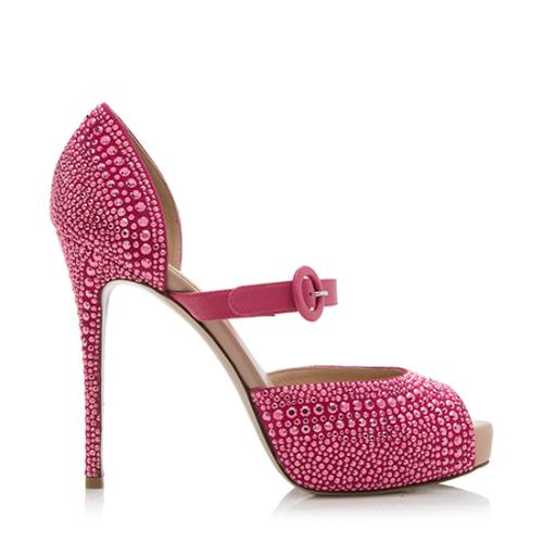 Valentino Crystal Peep Toe Sandals - Size 6.5 / 36.5