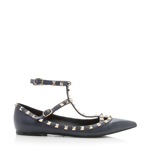 Valentino Leather Rockstud Caged Flats - Size 9.5 / 39.5
