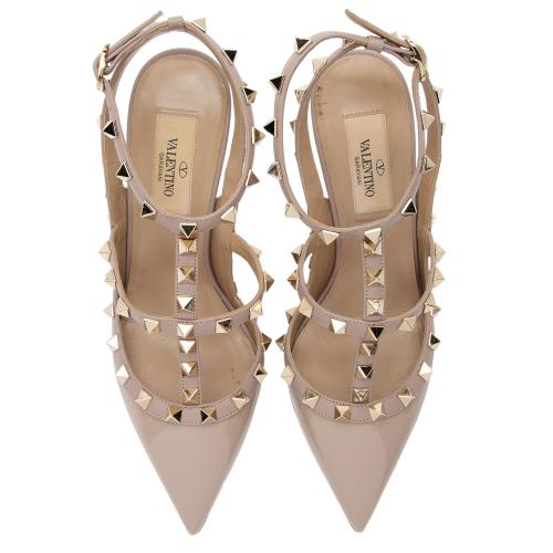 Valentino Leather Rockstud T-Strap Pumps - Size 6 / 36