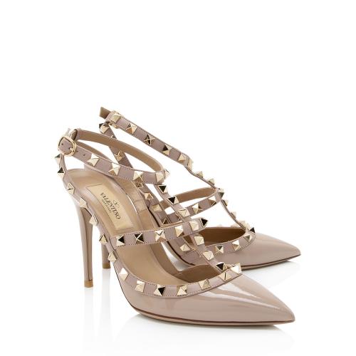 Valentino Leather Rockstud T-Strap Pumps - Size 6 / 36