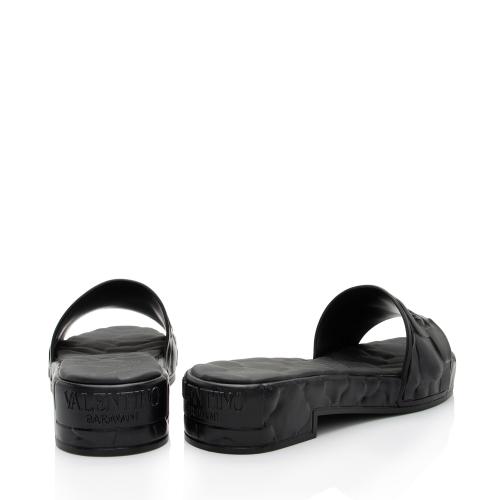 Valentino Rubber Rose Embossed Slide Sandals - Size 6 / 36