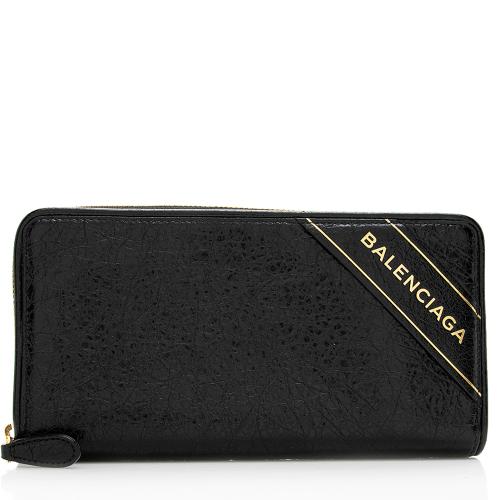 Balenciaga Leather Zip Around Wallet
