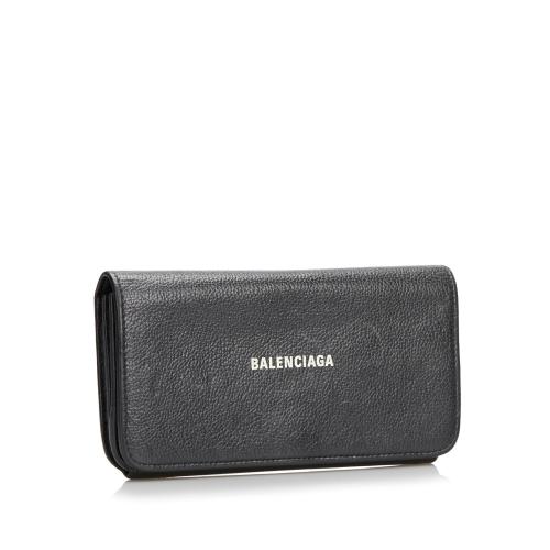 Balenciaga Logo Print Leather Long Wallet