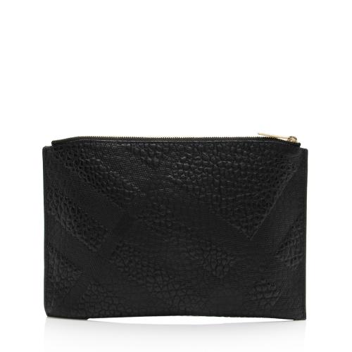 Burberry Embossed Leather Check Peyton Wristlet