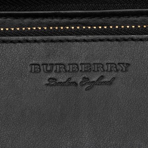 Burberry Grainy Calfskin Embossed Logo Zip Around Wallet