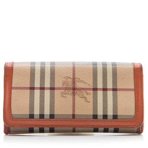 BURBERRY Calfskin Haymarket Check Continental Wallet Pink 143897