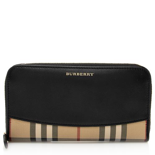 Burberry Haymarket Check Elmore Zip Around Wallet
