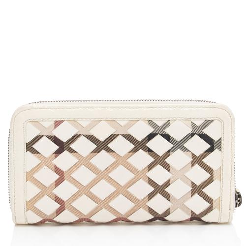 Burberry House Check Woven Zip Around Wallet