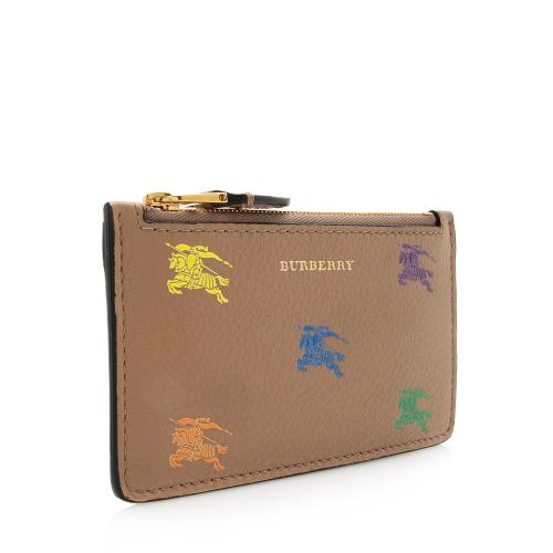 Burberry Leather Equestrian Knight Zip Card Case