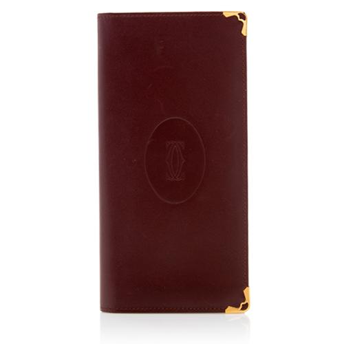 Cartier Must de Cartier Leather Checkbook Wallet and Insert Set
