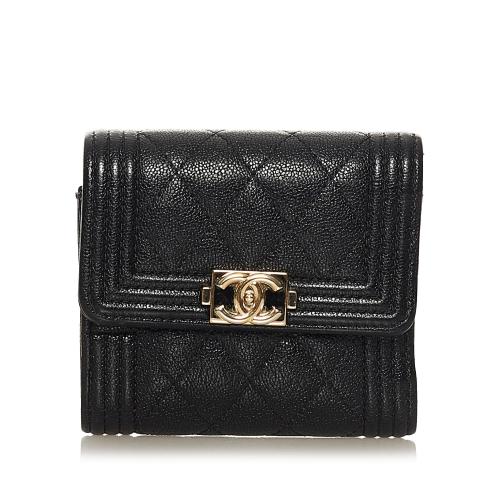 Chanel Boy Tri-Fold Leather Small Wallet