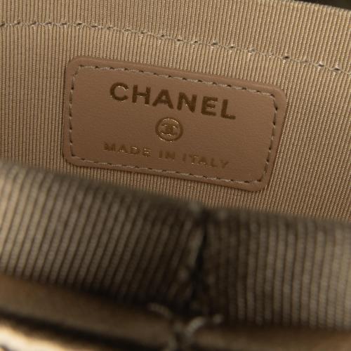 Chanel CC Metallic Lambskin Round Vanity Case