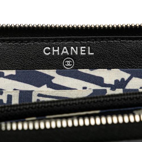 Chanel CC Quilted Caviar Zip Around Wallet
