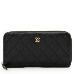 Chanel Caviar Leather CC Zip Around Wallet