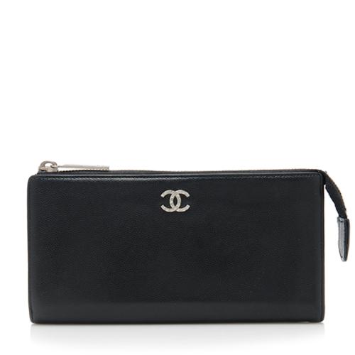 Chanel Caviar Leather Sevruga Zip Top Long Wallet- FINAL SALE