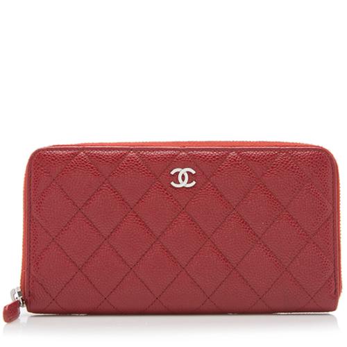 Chanel Caviar Leather Zip Long Wallet