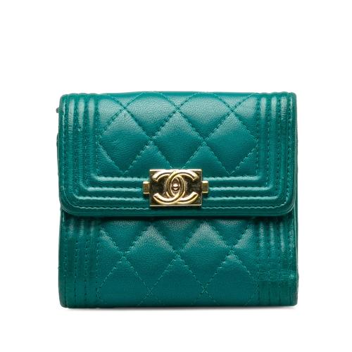 Chanel Lambskin Boy Flap Compact Wallet