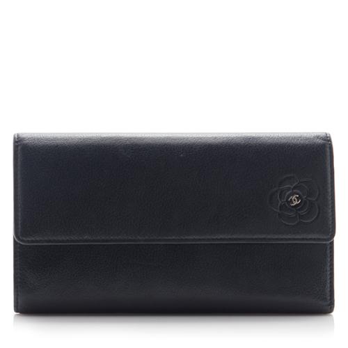 Chanel Lambskin Camellia Long Wallet 
