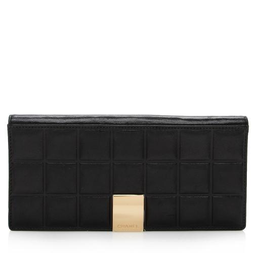 CHANEL A17809 CC Chocolate bar Semi Shoulder Bag Tote Bag Lambskin Leather  Black