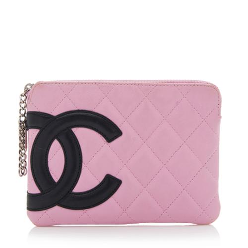 Chanel Quilted Lambskin Ligne Cambon Zip Pouch