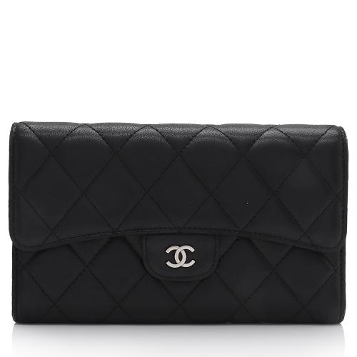 Chanel Lambskin CC Tri-Fold Long Wallet