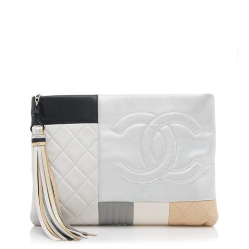 Chanel Leather Patchwork Tassel Pouch