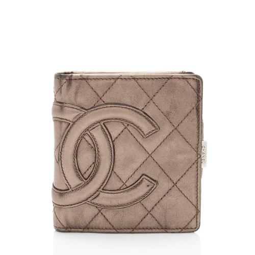 Chanel Metallic Lambskin Ligne Cambon French Purse Wallet