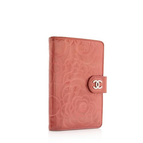 Chanel Patent Leather Camellia CC L-Double Wallet