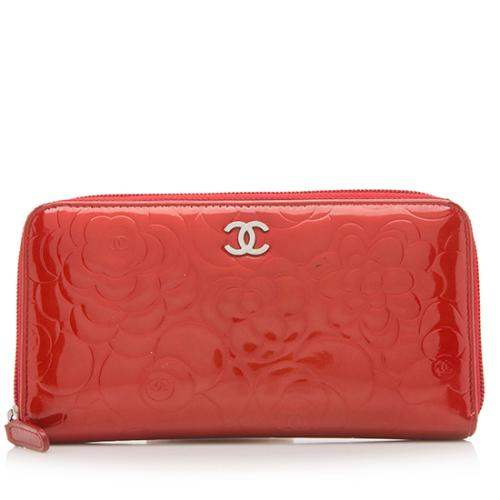 Chanel Patent Leather Camellia Zip Wallet - FINAL SALE