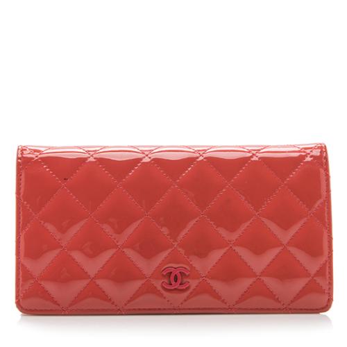 Chanel Quilted Patent Leather CC Yen Wallet