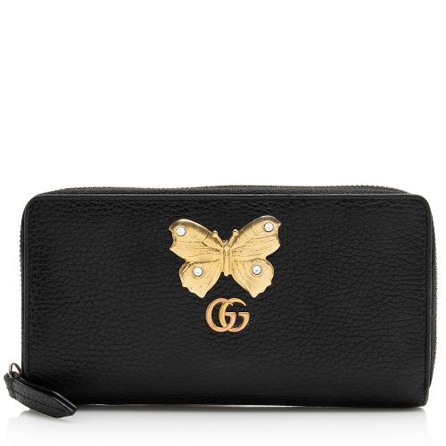 Gucci Calfskin Butterfly Farfalla Zip Around Wallet