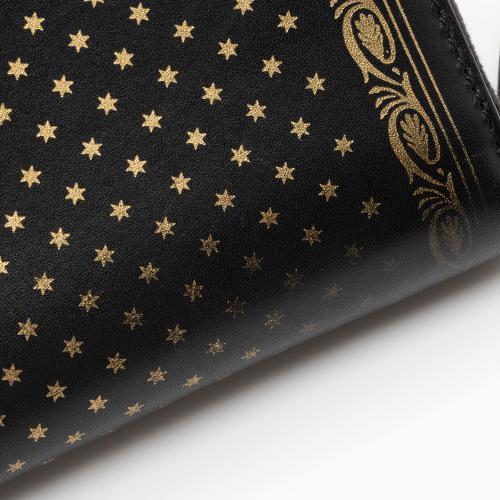 Gucci Calfskin Star Print Guccy Zip Around Wallet