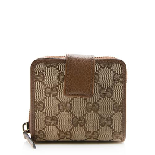 Gucci GG Canvas Zip Around Compact Wallet