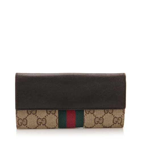 Gucci GG Canvas Web Flap Wallet