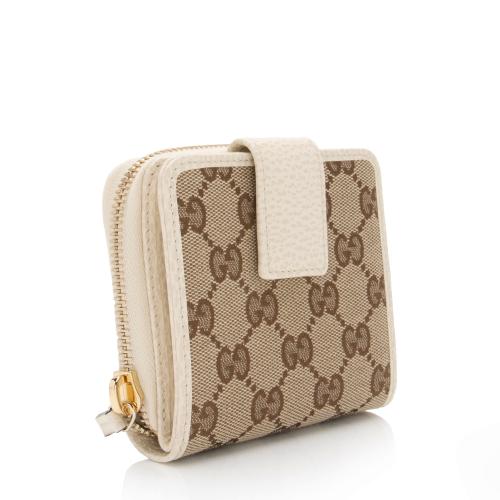 Gucci GG Canvas Zip Around Compact Wallet