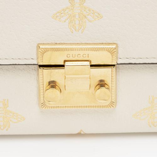 Gucci GG Supreme Leather Bee Star Padlock Compact Wallet