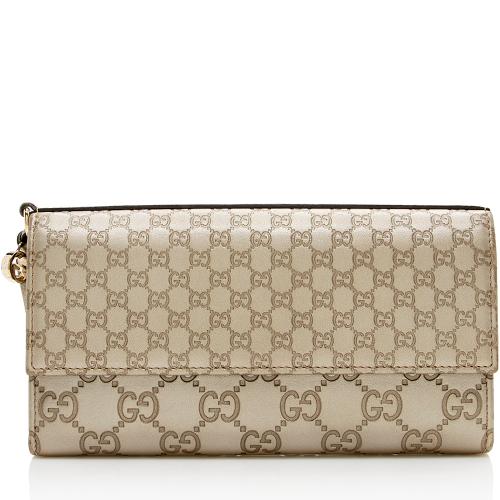 Gucci Guccissima Metallic Leather Bree Continental Wallet