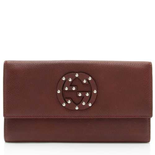Gucci Leather Studded Soho Continental Wallet