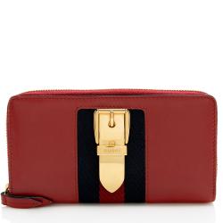 Gucci Leather Sylvie Zip Around Wallet