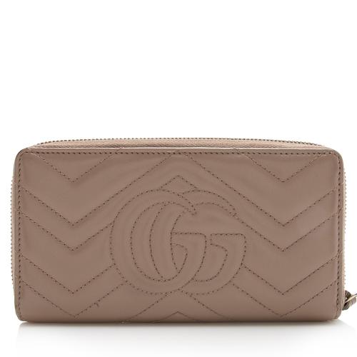 Gucci Matelasse Leather GG Marmont Zip Wallet