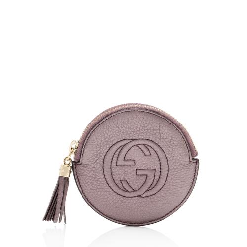 Gucci Metallic Leather Soho Round Coin Purse