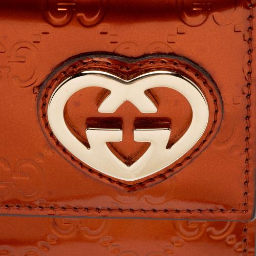 Gucci Metallic Patent Guccissima Leather Heart Logo Wallet