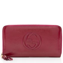 Gucci Patent Leather Soho Travel Zip Around Wallet