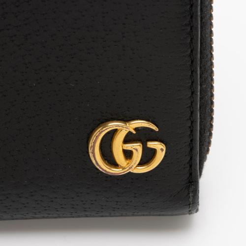 Gucci Pebbled Leather GG Marmont Zip Around Wallet