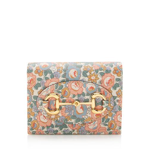 Gucci X Liberty of London Floral Calfskin Horsebit 1955 Abbey Card Case